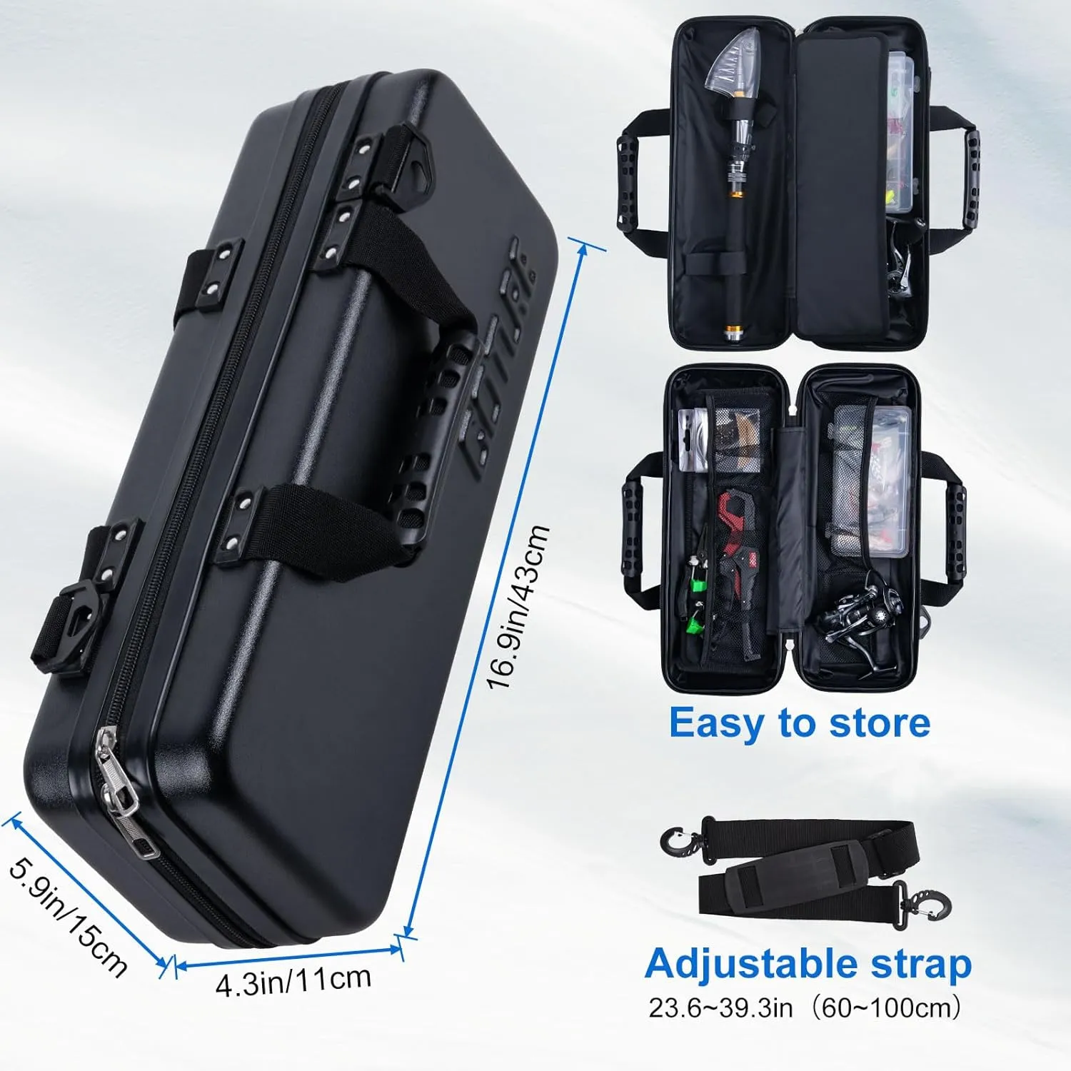 Goture Rod and Reel Combo - Telescopic Pole With Spinning Reel, Lures Set, PC Hard Shell Suitcase - Travel Saltwater Fishing Kit for Starter, Gifts for Men
