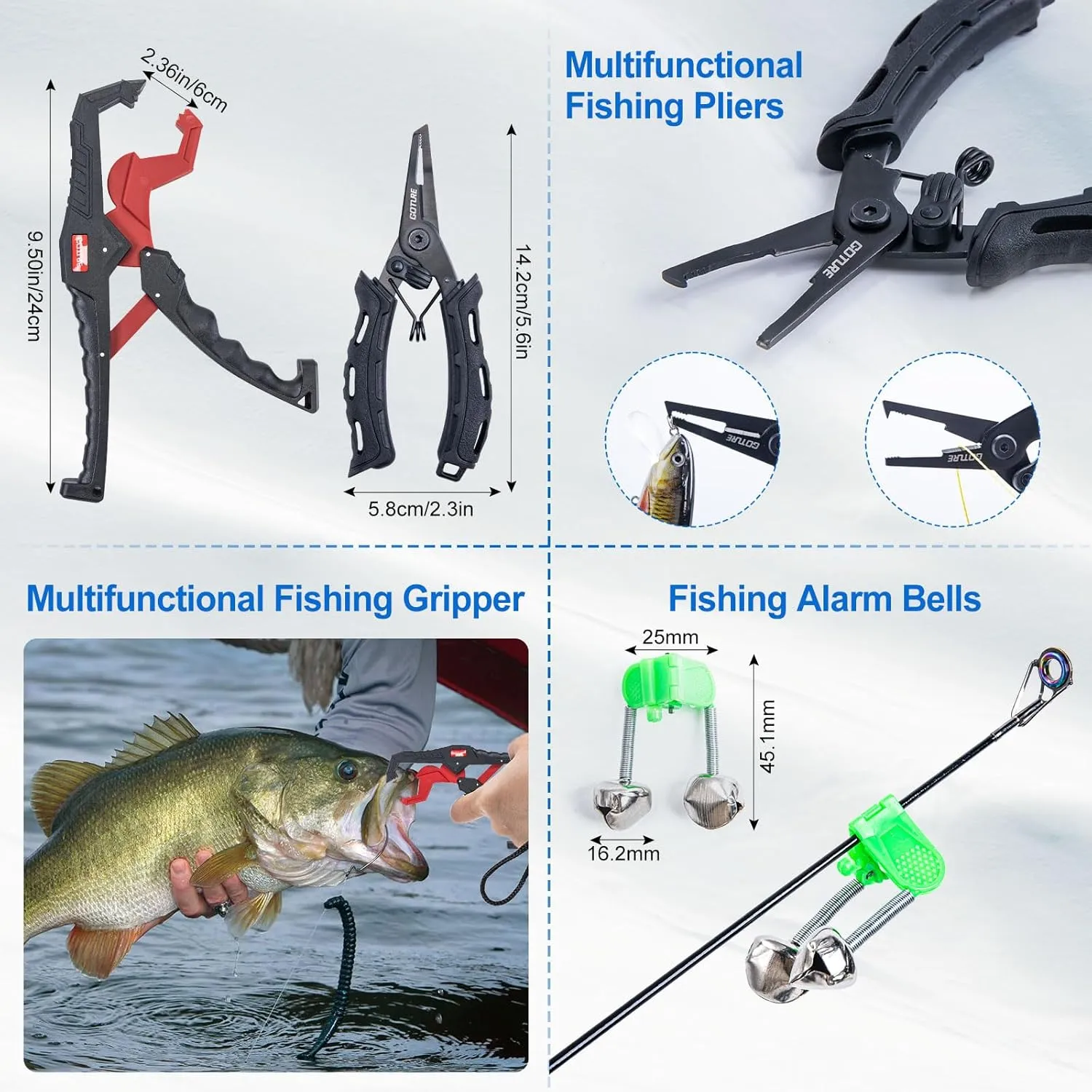 Goture Rod and Reel Combo - Telescopic Pole With Spinning Reel, Lures Set, PC Hard Shell Suitcase - Travel Saltwater Fishing Kit for Starter, Gifts for Men