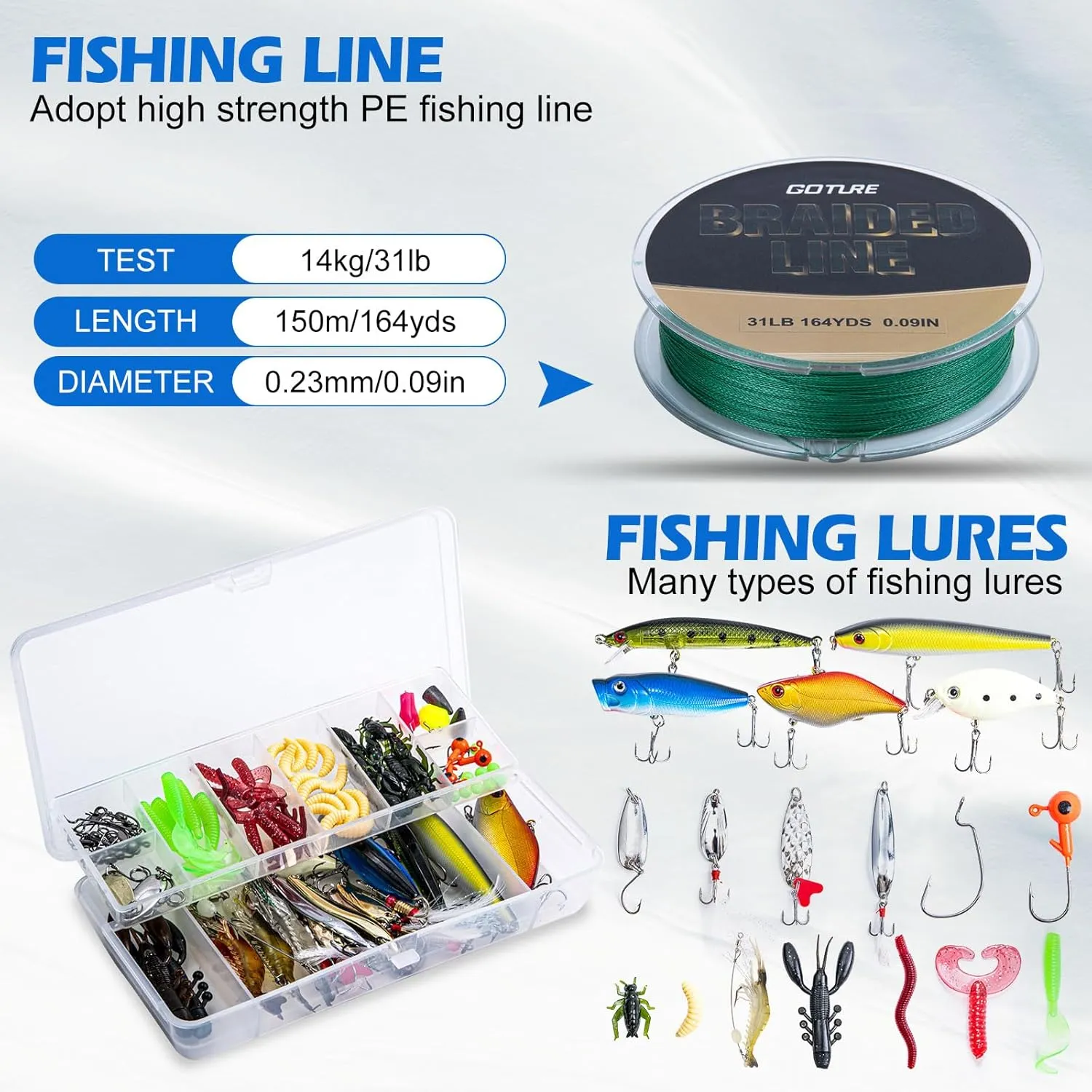 Goture Rod and Reel Combo - Telescopic Pole With Spinning Reel, Lures Set, PC Hard Shell Suitcase - Travel Saltwater Fishing Kit for Starter, Gifts for Men