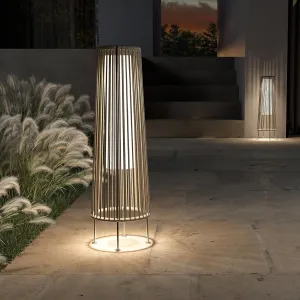Grand patio 2-Pack Outdoor Floor Solar Light, Wicker Solar Patio Lamp Waterproof Outside Deck Lamp for Porch, Yard, Garden, Lawn Decorations - Light Brown, Gordes 2 PCS