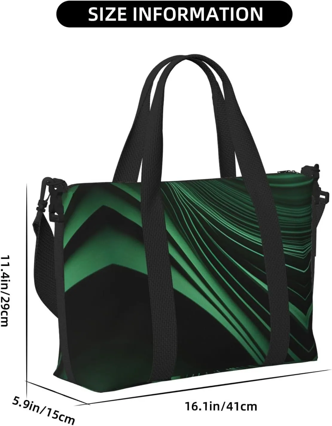 Green Curve Texture Women Travel Duffel Bag, Large Weekender Carry-On Tote, Gym Workout Bag,Mommy Hospital Bag