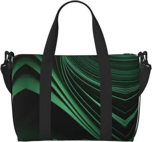 Green Curve Texture Women Travel Duffel Bag, Large Weekender Carry-On Tote, Gym Workout Bag,Mommy Hospital Bag