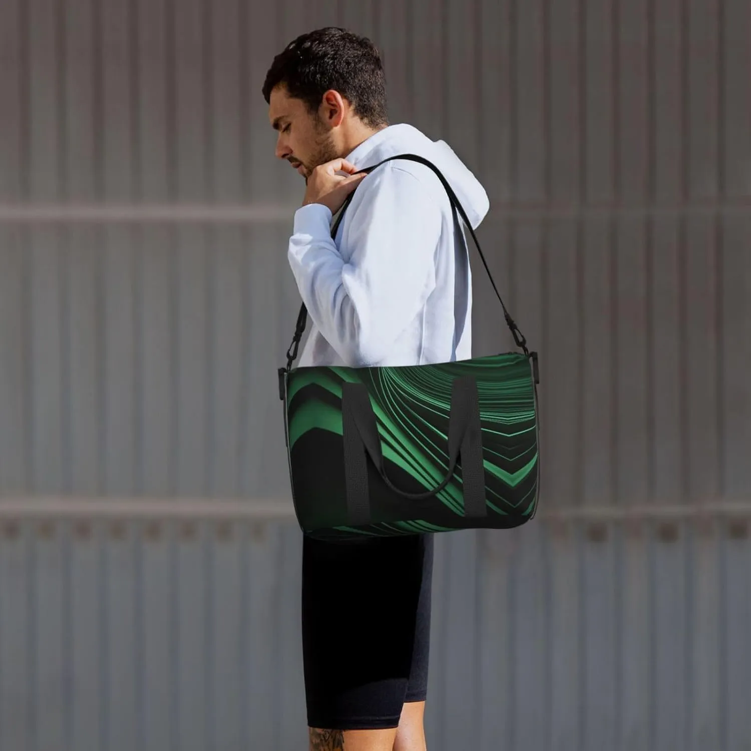 Green Curve Texture Women Travel Duffel Bag, Large Weekender Carry-On Tote, Gym Workout Bag,Mommy Hospital Bag