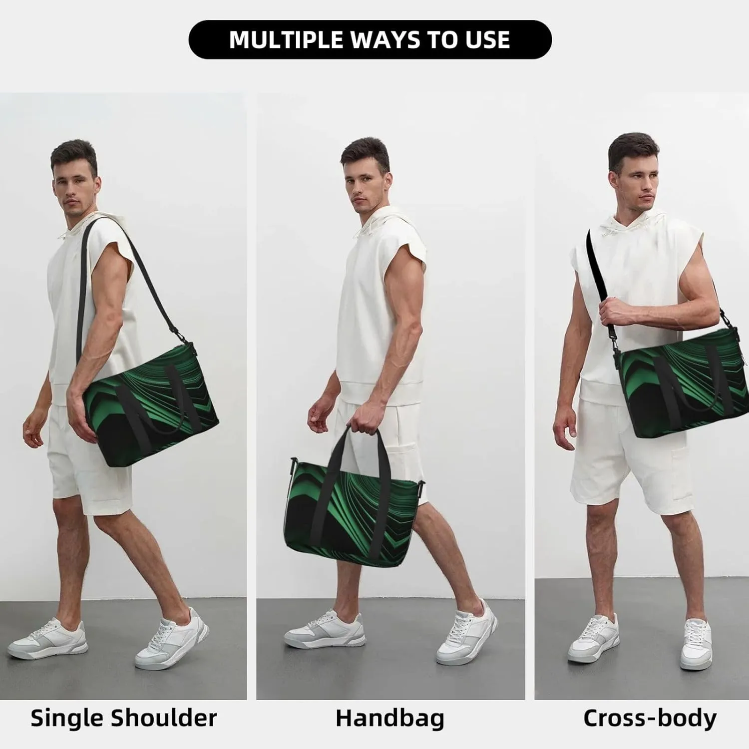 Green Curve Texture Women Travel Duffel Bag, Large Weekender Carry-On Tote, Gym Workout Bag,Mommy Hospital Bag