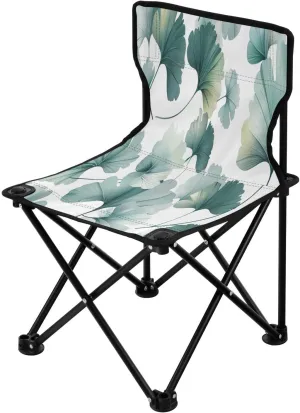 Green Leaf Portable Outdoor Folding Chair Anti-Slip Padded Oxford Cloth Stool Camping Chair Small for Beach Hiking Fishing Gardening Quad Camp Chair