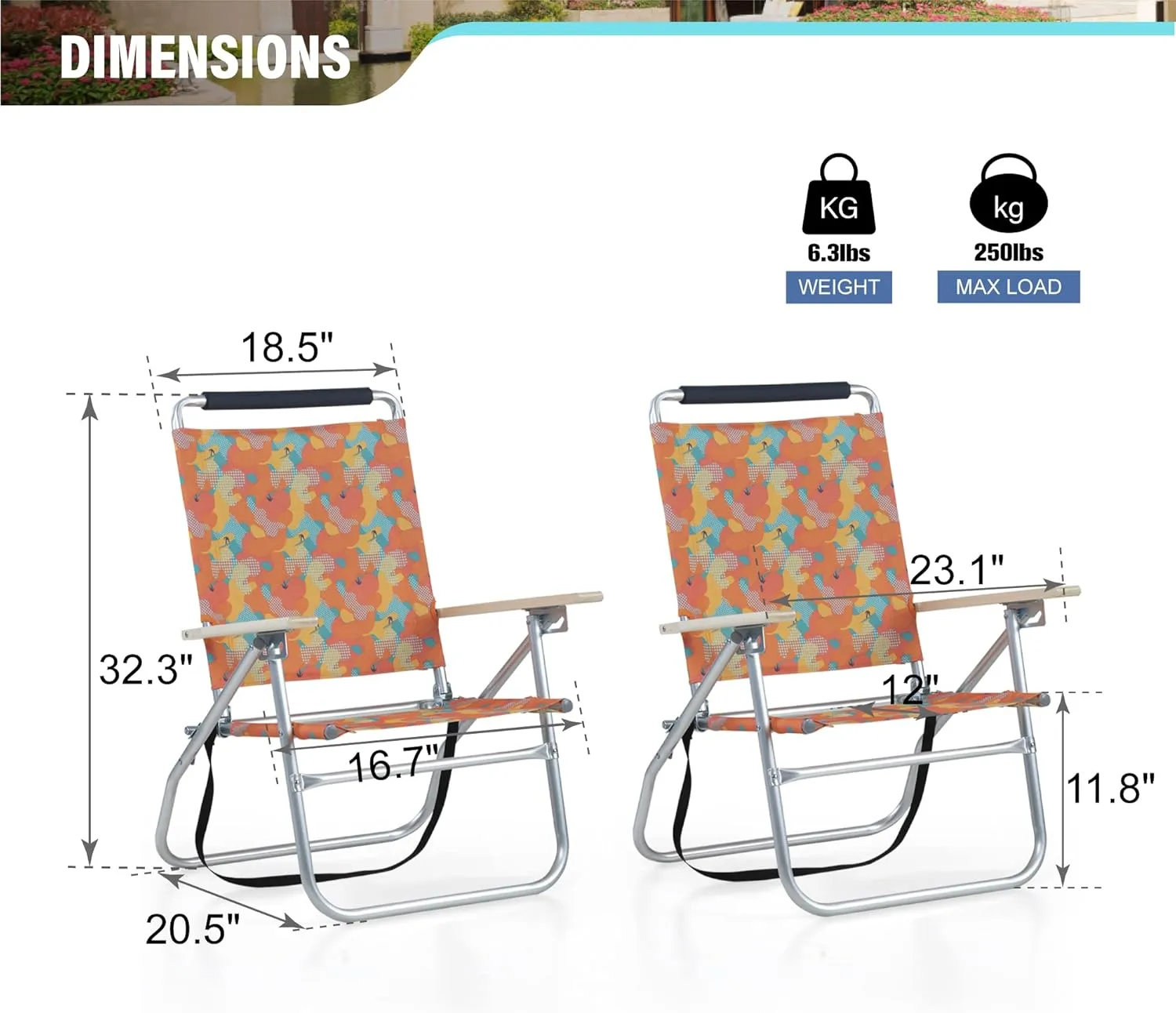 GREEN PARTY Backpack Beach Chairs 2 Pack Aluminum Lightweight Folding Reclining Beach Chairs, Cooler Bag, and Armrest for Outdoor Camping Lawn, Support 250LBS