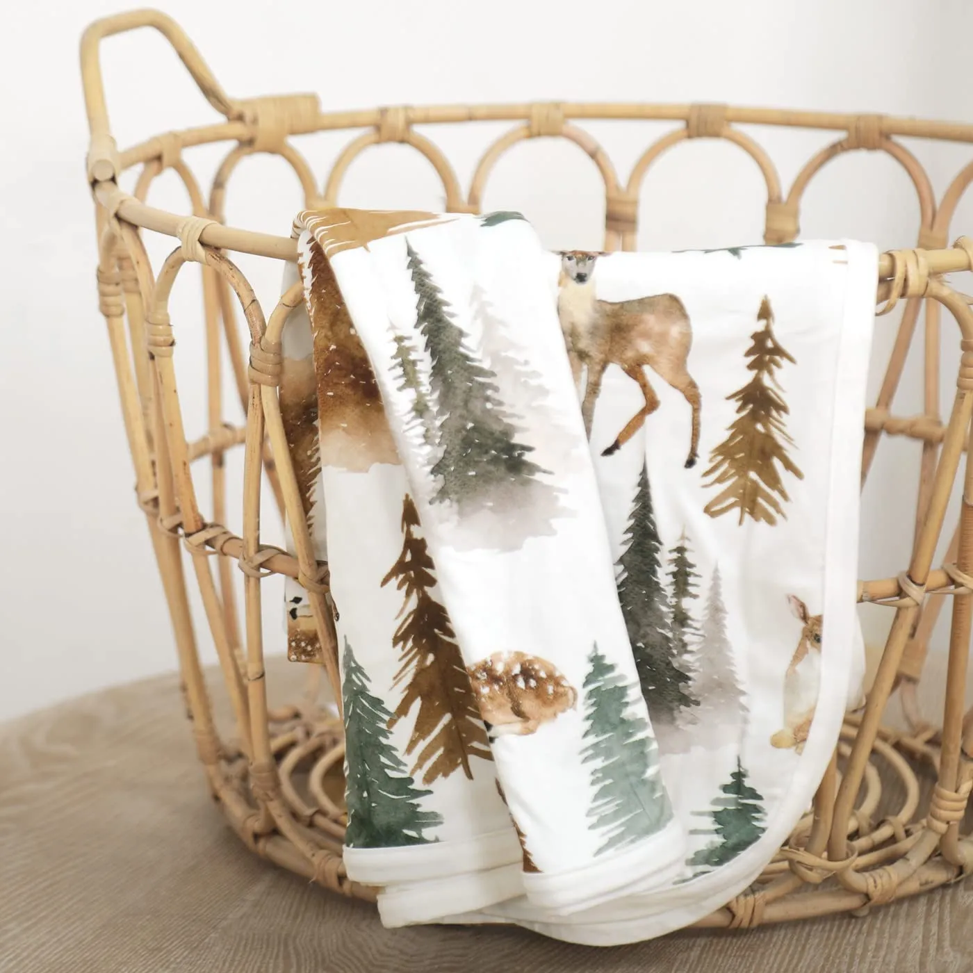 GRSSDER Baby Blankets Super Soft Stretchy Jersey Swaddle Blanket 2 Pack for Girls and Boys, Double Layer Reversible Receiving Blankets 34 x 44, Extra Large for Swaddling, Deer & Beige