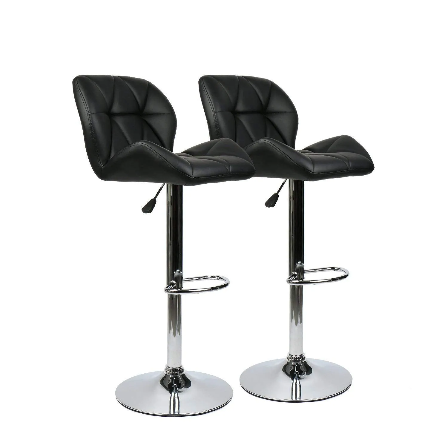GTU Furniture Set of 2, 360 Degree Swivel Adjustable Bar Stools, Modern Faux Leather Padded with Back Pub Chair