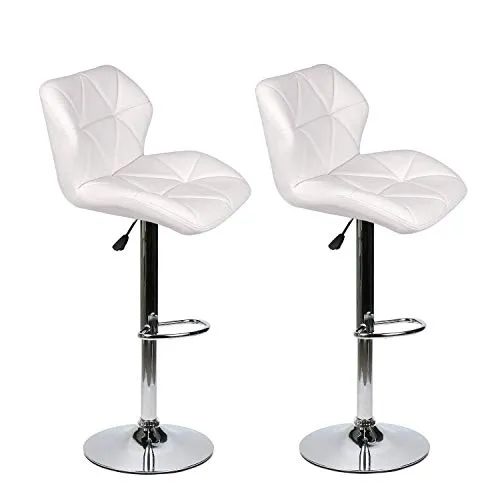 GTU Furniture Set of 2, 360 Degree Swivel Adjustable Bar Stools, Modern Faux Leather Padded with Back Pub Chair