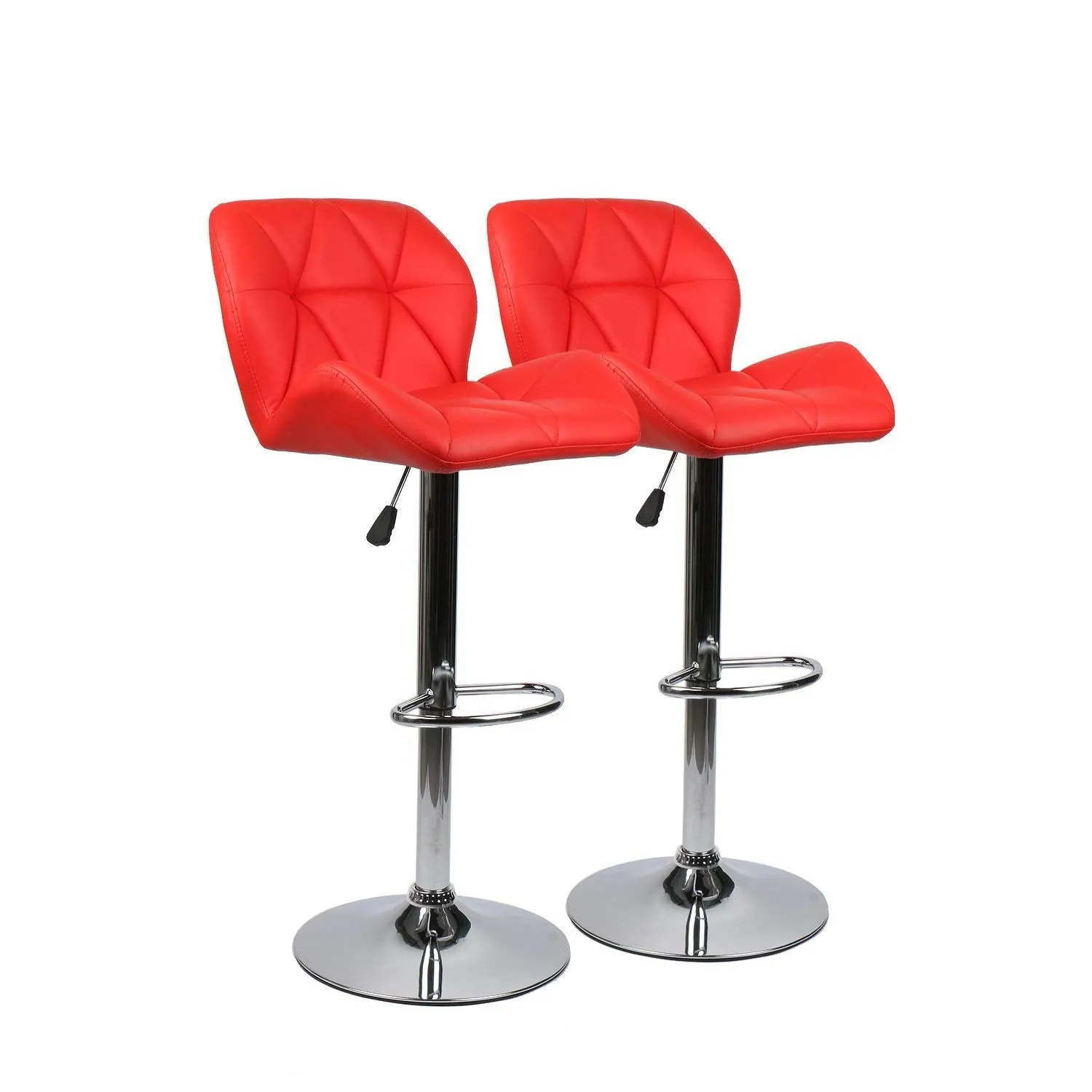 GTU Furniture Set of 2, 360 Degree Swivel Adjustable Bar Stools, Modern Faux Leather Padded with Back Pub Chair