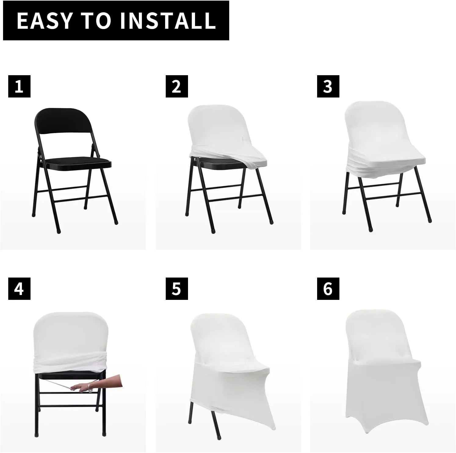 HAINARverS Stretch Spandex Folding Chair Covers 30PCS Universal Fitted Chair Cover Protector for Wedding,Party, Banquet, Holidays, Celebration, Decoration(White, 30 PCS)