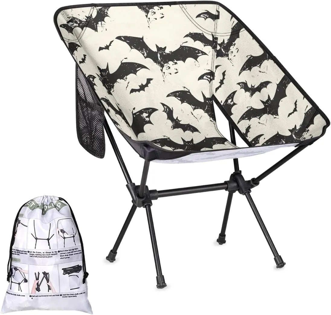 Halloween Pattern Bats Camping Chair Lightweight Portable Chairs for Adults Easy Installation Outdoor Foldable Camping Chair for Camping Fishing Hiking Picnic Beach
