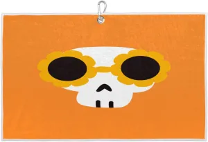 Halloween Skull Flower Glasses Golf Towel with Heavy Duty Carabiner Clip Quick Dry Ultra Absorbent Club Ball Cleaning Towel Golf Accessories for Men Women