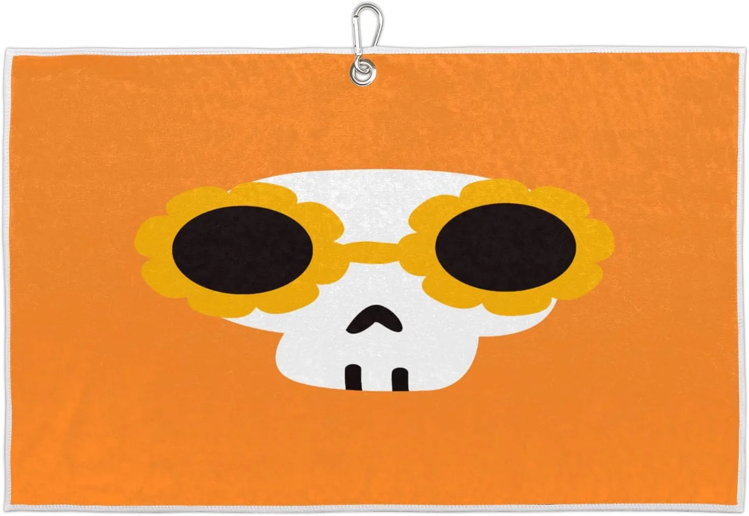 Halloween Skull Flower Glasses Golf Towel with Heavy Duty Carabiner Clip Quick Dry Ultra Absorbent Club Ball Cleaning Towel Golf Accessories for Men Women