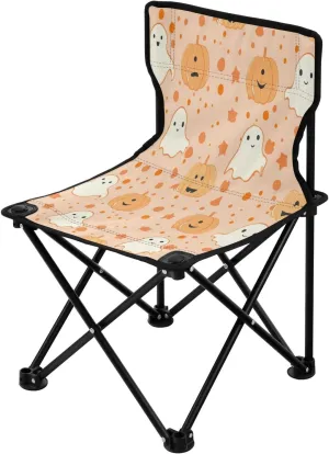 Halloween White Cute Spectre Portable Outdoor Folding Chair Anti-Slip Padded Oxford Cloth Stool Camping Chair Small for Beach Hiking Fishing Gardening Quad Camp Chair