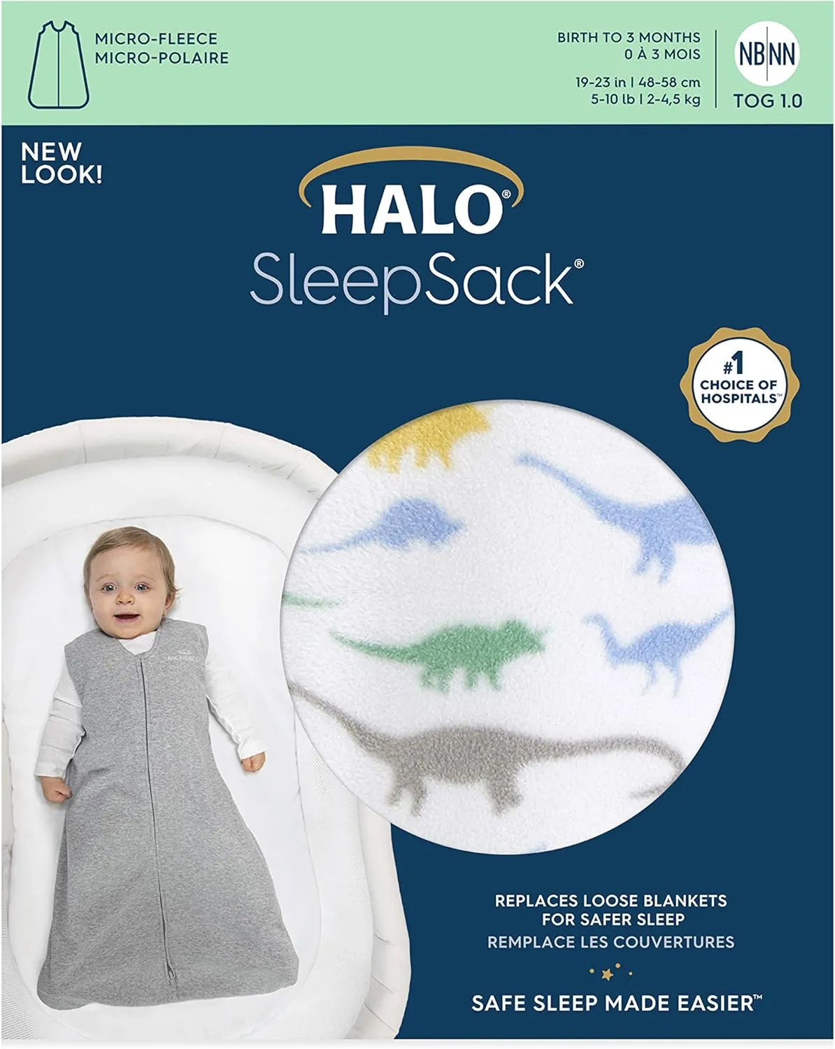 HALO SleepSack, Micro-Fleece Wearable Blanket, Swaddle Transition Sleeping Bag, TOG 1.0