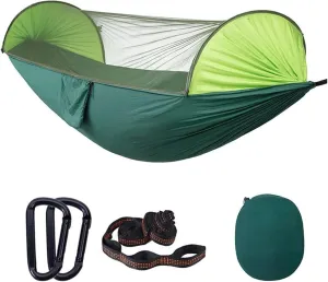 Hammock 290x140 Cm Camping Hammock with Mosquito Net 2 Person Pop-up Parachute Lightweight Hanging Tree Straps Swing Portable Hammock