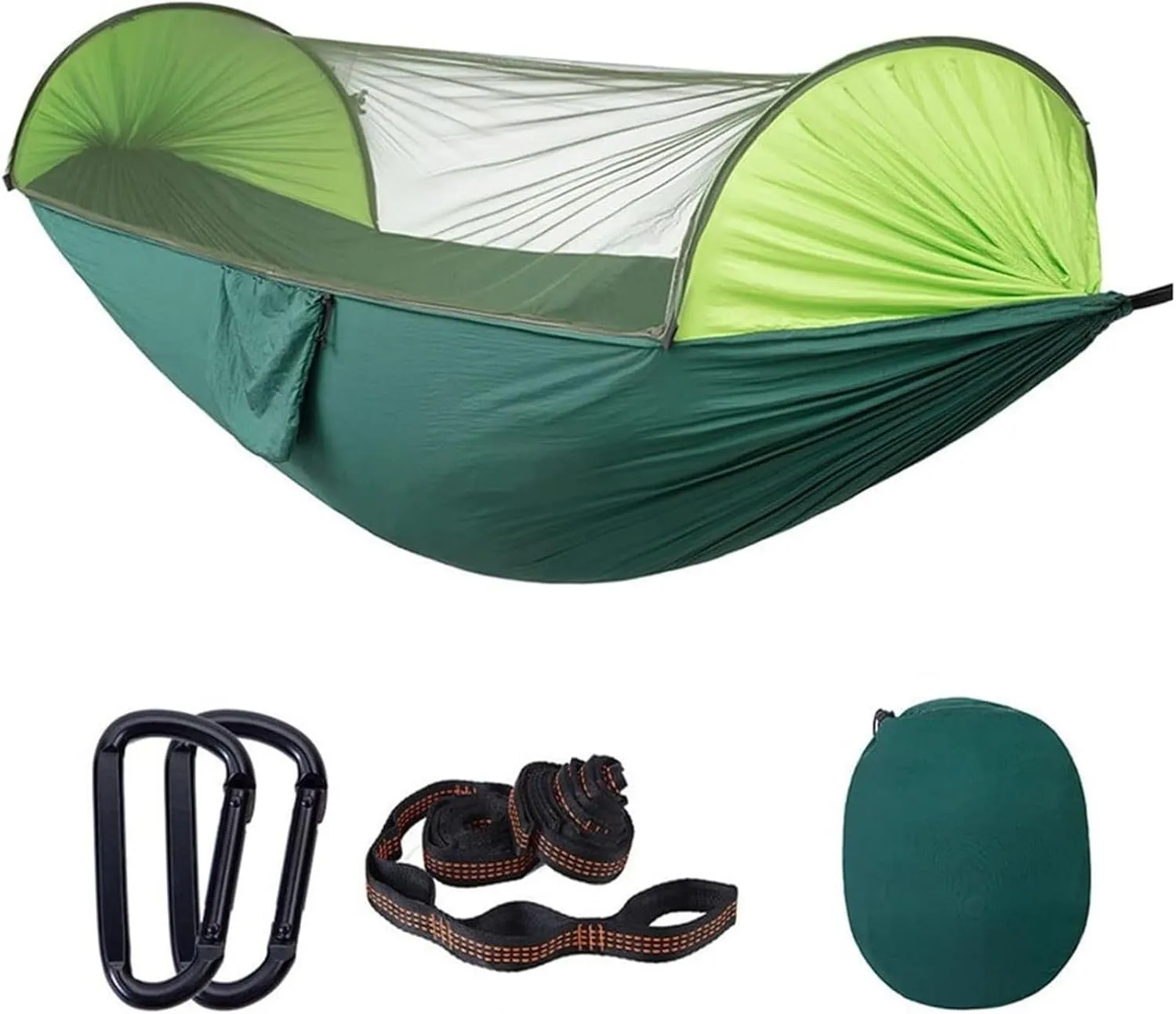 Hammock 290x140 Cm Camping Hammock with Mosquito Net 2 Person Pop-up Parachute Lightweight Hanging Tree Straps Swing Portable Hammock