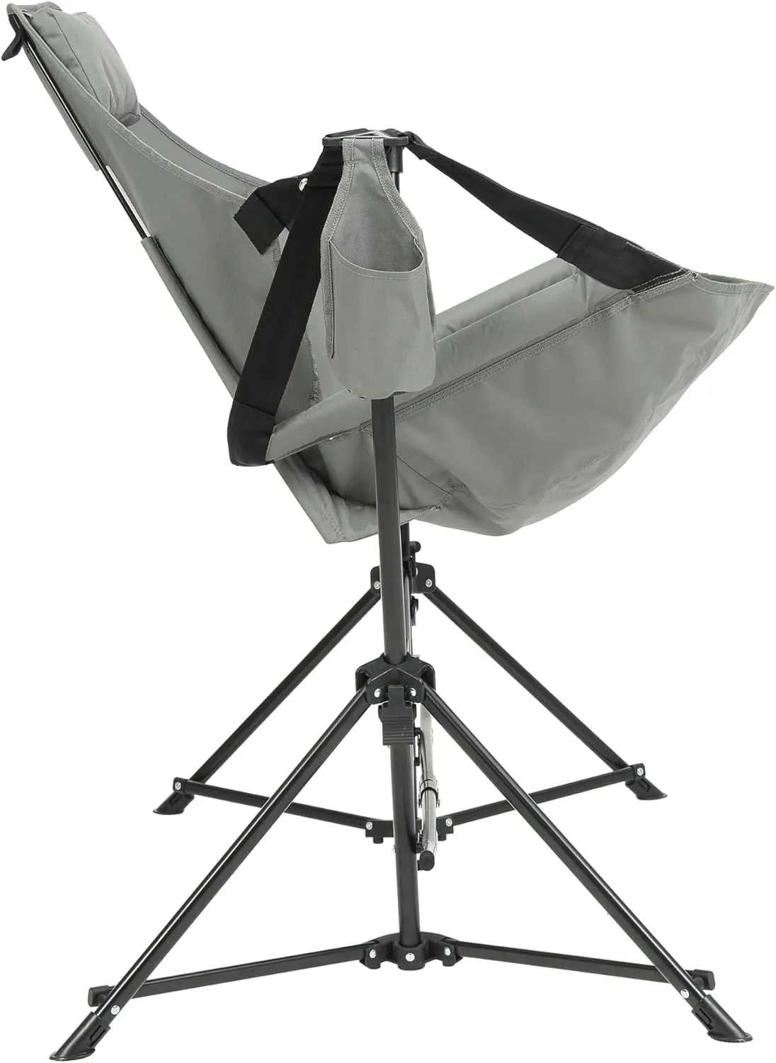 Hammock Camping Chair, Folding Portable Rocking Chair, Aluminum Alloy Adjustable Back Swinging Chair with Pillow Cup Holder, Recliner with Carry Bag for Outdoor Travel Lawn Backyard (1, Grey)