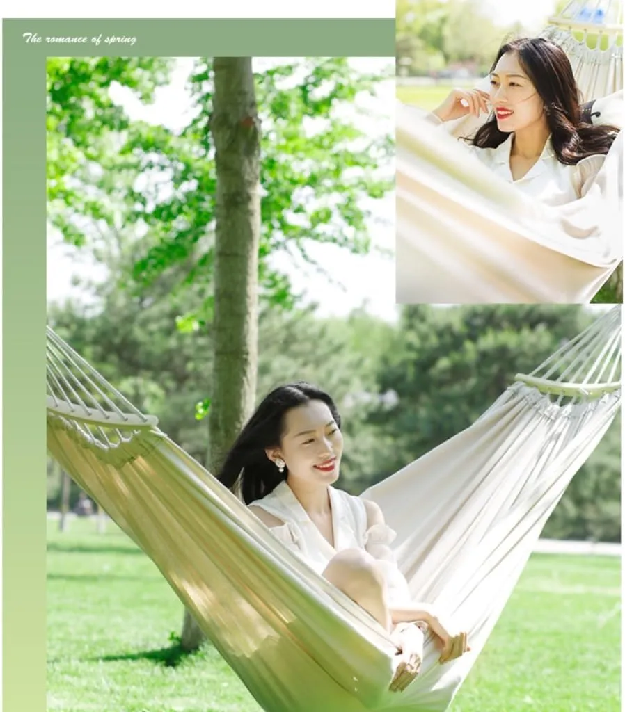 Hammock Hammock Outdoor Swing Camping Single Double Bedroom Adult Sleeping Anti-Rollover Thickened Hanging Chair Hammocks for Outside(White,A)