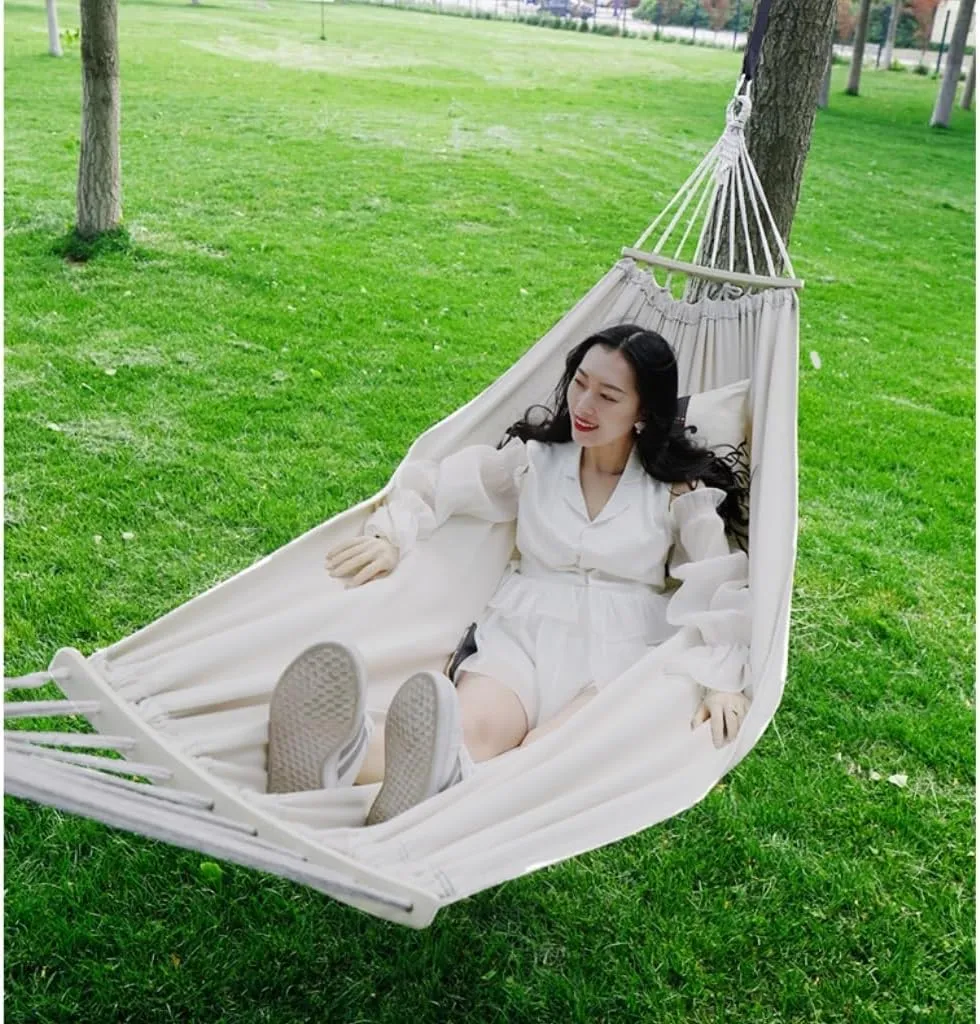 Hammock Hammock Outdoor Swing Camping Single Double Bedroom Adult Sleeping Anti-Rollover Thickened Hanging Chair Hammocks for Outside(White,A)