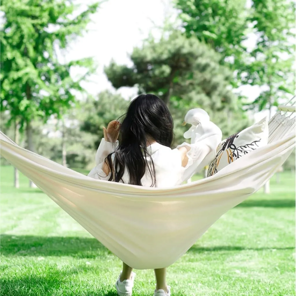 Hammock Hammock Outdoor Swing Camping Single Double Bedroom Adult Sleeping Anti-Rollover Thickened Hanging Chair Hammocks for Outside(White,A)