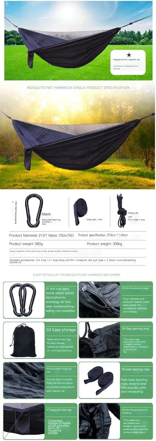 Hammock Tent Heavy Duty Portable Camping Hammock with net Travel Backpacking Hiking Outdoor