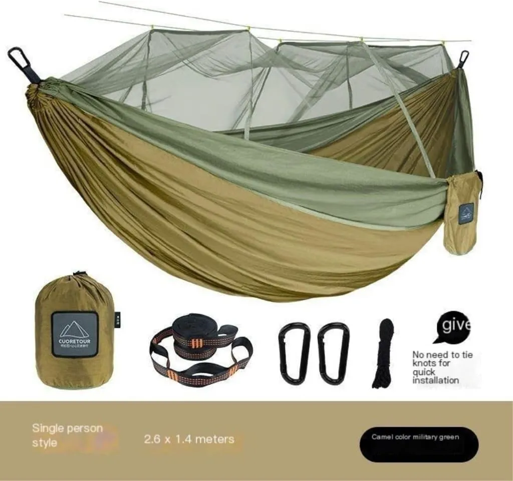 Hammocks Mosquito Net Hammock Double Outdoor Anti-Mosquito Parachute Cloth Swing Outdoor Sleeping Hanging Tree Camping Camping Hammocks(Pink,Small)