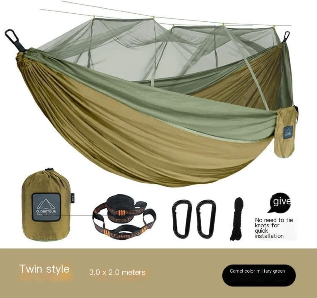 Hammocks Mosquito Net Hammock Double Outdoor Anti-Mosquito Parachute Cloth Swing Outdoor Sleeping Hanging Tree Camping Camping Hammocks(Pink,Small)