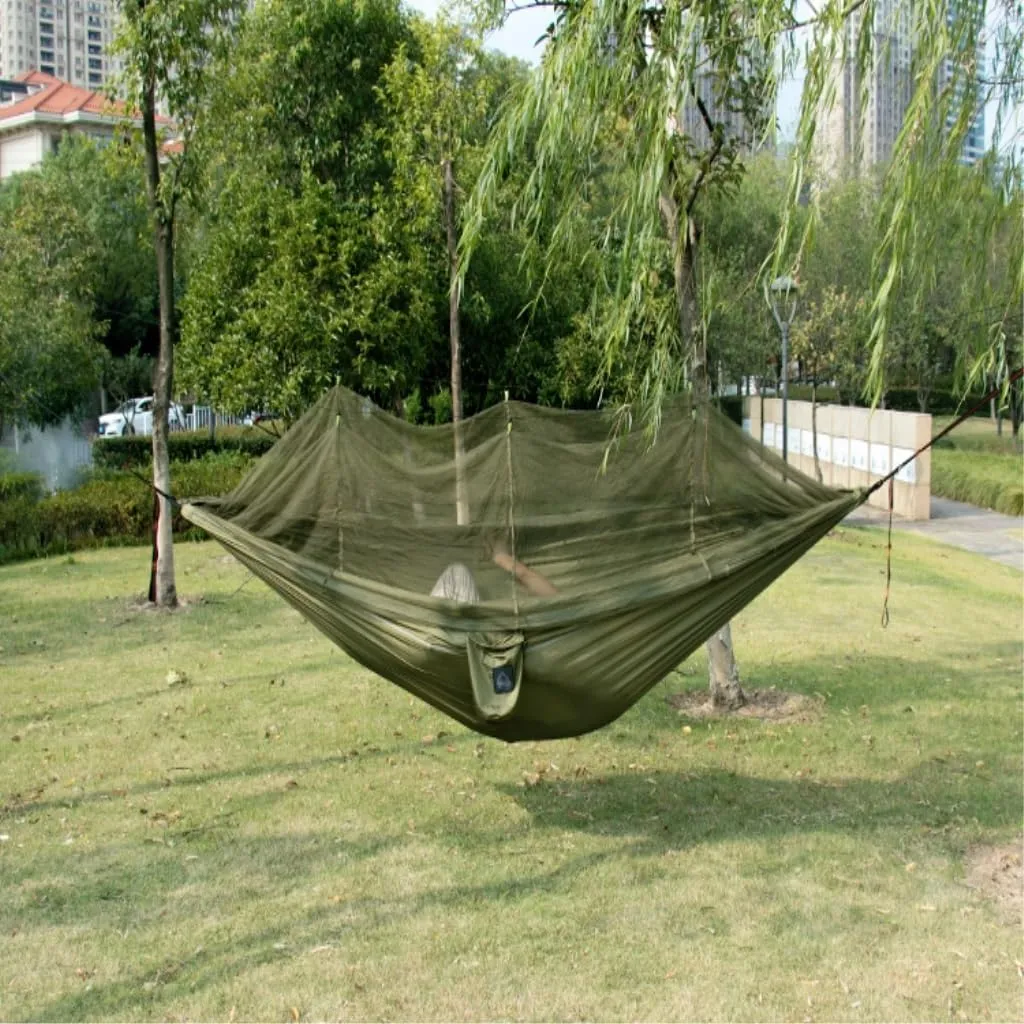 Hammocks Mosquito Net Hammock Double Outdoor Anti-Mosquito Parachute Cloth Swing Outdoor Sleeping Hanging Tree Camping Camping Hammocks(Pink,Small)