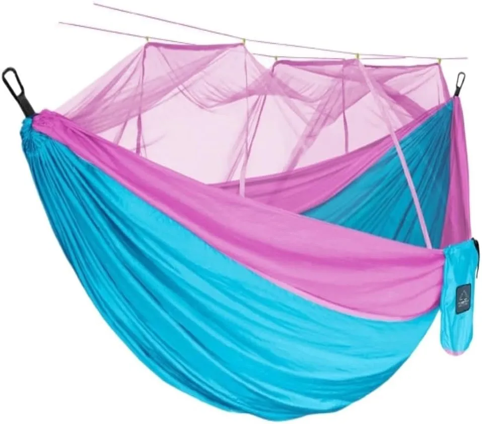 Hammocks Mosquito Net Hammock Double Outdoor Anti-Mosquito Parachute Cloth Swing Outdoor Sleeping Hanging Tree Camping Camping Hammocks(Pink,Small)