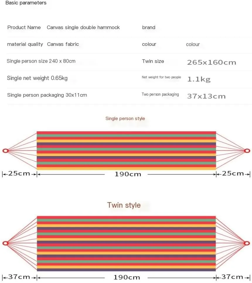 Hammocks Outdoor Camping Thick Canvas Hammock Outdoor Swing Home Single Double Dormitory Sleeping Student Anti-Rollover Camping Hammocks(F)