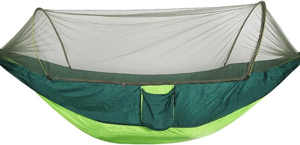 Hammocks Single Or Double Portable Camping Hammock with Mosquito Net Parachute Nylon Fabric Hanging Bed Outdoor Sleeping Garden Hammock Outdoor Hammock