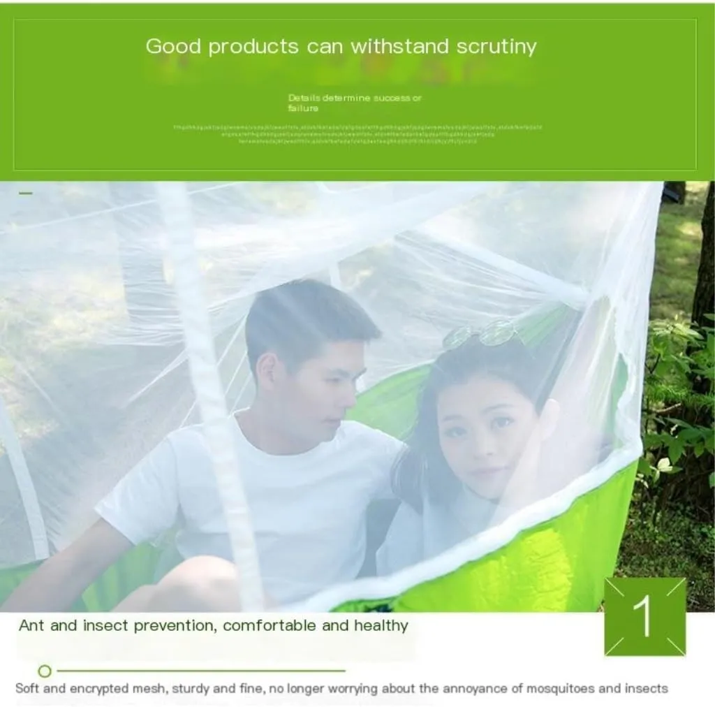 Hamock Mosquito Net Hammock Double Outdoor Anti-Mosquito Parachute Cloth Swing Outdoor Sleeping Hanging Tree Camping Hanmock(Orange)