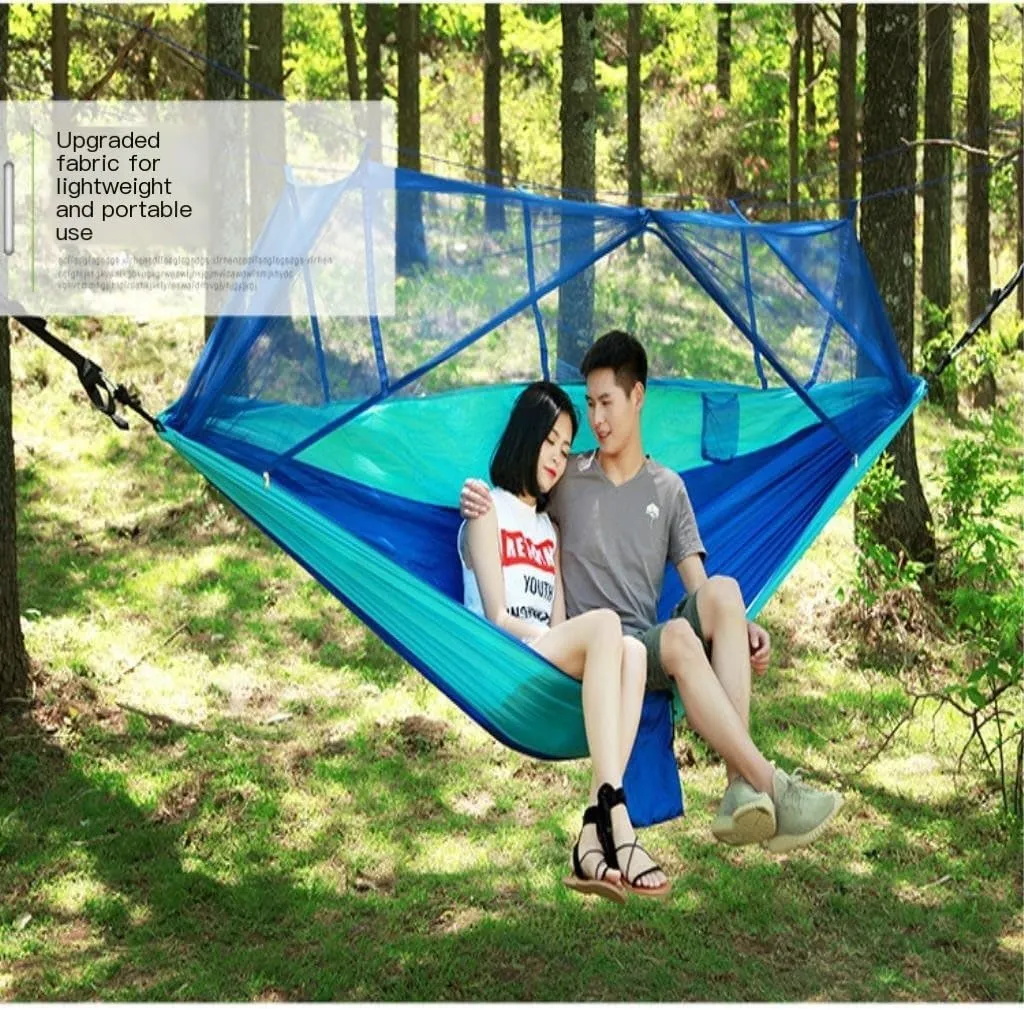 Hamock Mosquito Net Hammock Double Outdoor Anti-Mosquito Parachute Cloth Swing Outdoor Sleeping Hanging Tree Camping Hanmock(Orange)