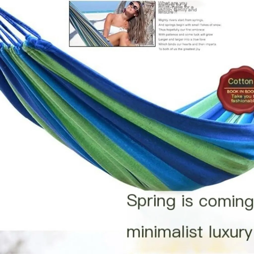 Hamock Outdoor Camping Canvas Hammock Single Double Camping Thickened Hanging Chair Dormitory Swing Portable Hanmock(Blue,Small)