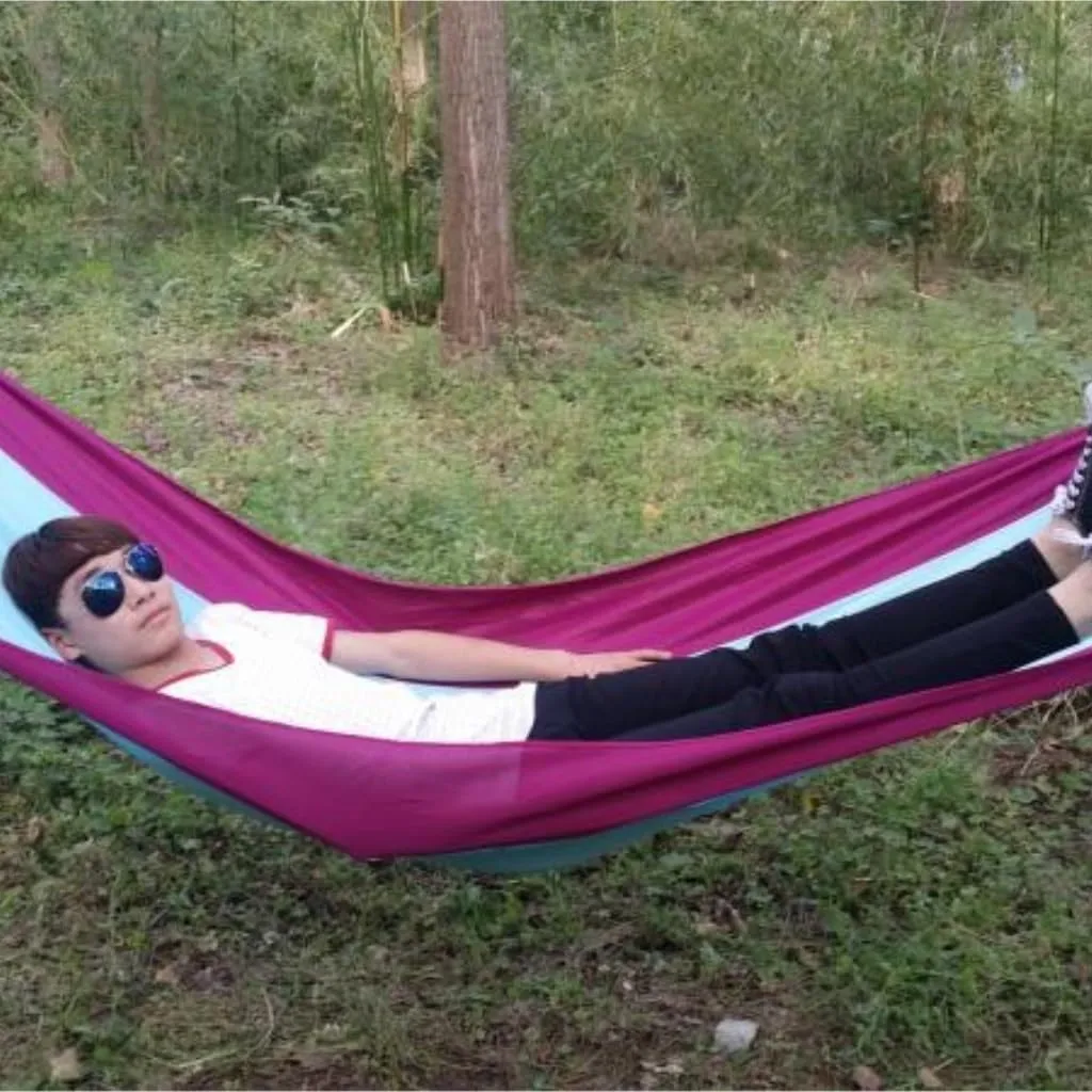 Hamock Outdoor Camping Canvas Hammock Single Double Camping Thickened Hanging Chair Dormitory Swing Portable Hanmock(Blue,Small)