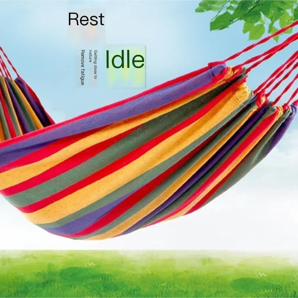 Hamock Outdoor Camping Canvas Hammock Single Double Camping Thickened Hanging Chair Dormitory Swing Portable Hanmock(Blue,Small)