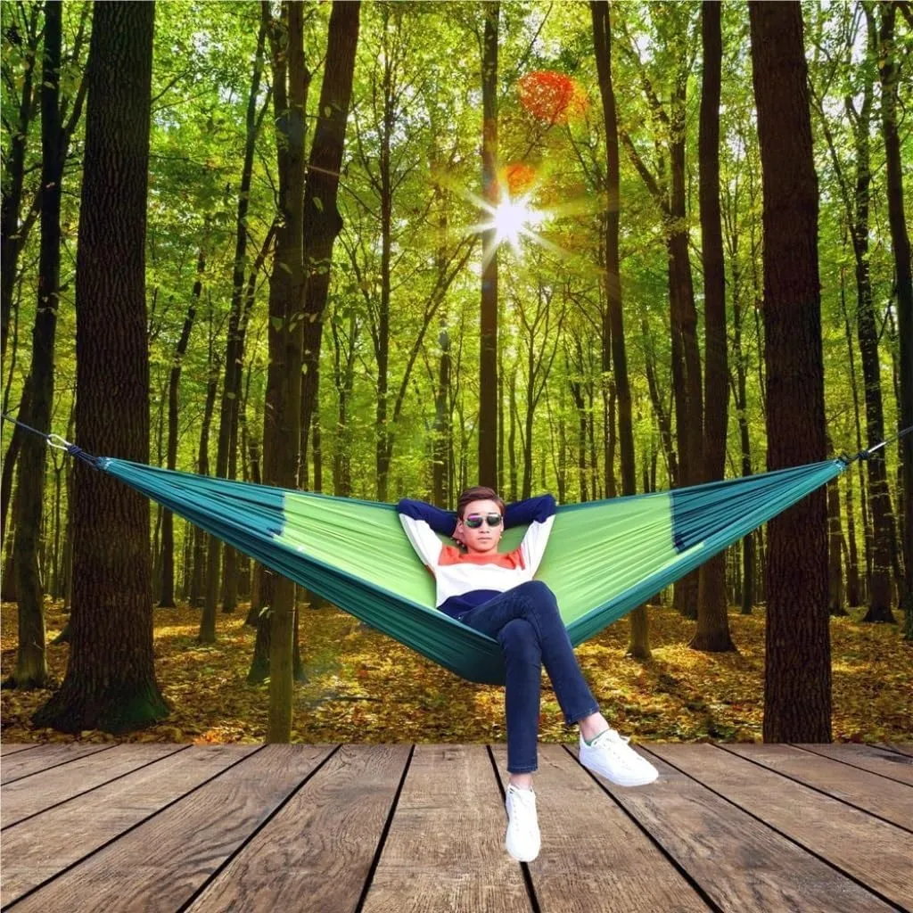 Hamock Outdoor Camping Canvas Hammock Single Double Camping Thickened Hanging Chair Dormitory Swing Portable Hanmock(Blue,Small)