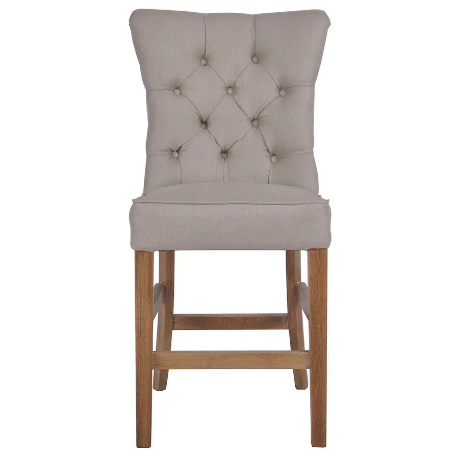 Hampton Beige Linen Bar Chair 75cm Seat Height