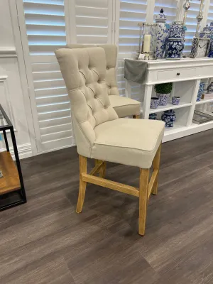 Hampton Beige Linen Counter Chair 61cm Seat Height