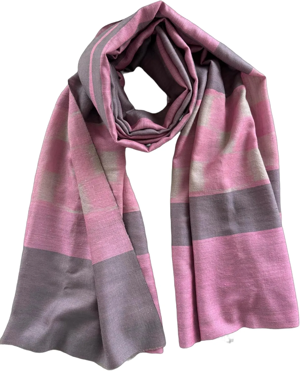 Hand made 100% Ladakh Pashmina Goat Fiber Shawl, Double shade, perfect for 4 Seasons, Certificated Pashmina iKat Shawl & Warp