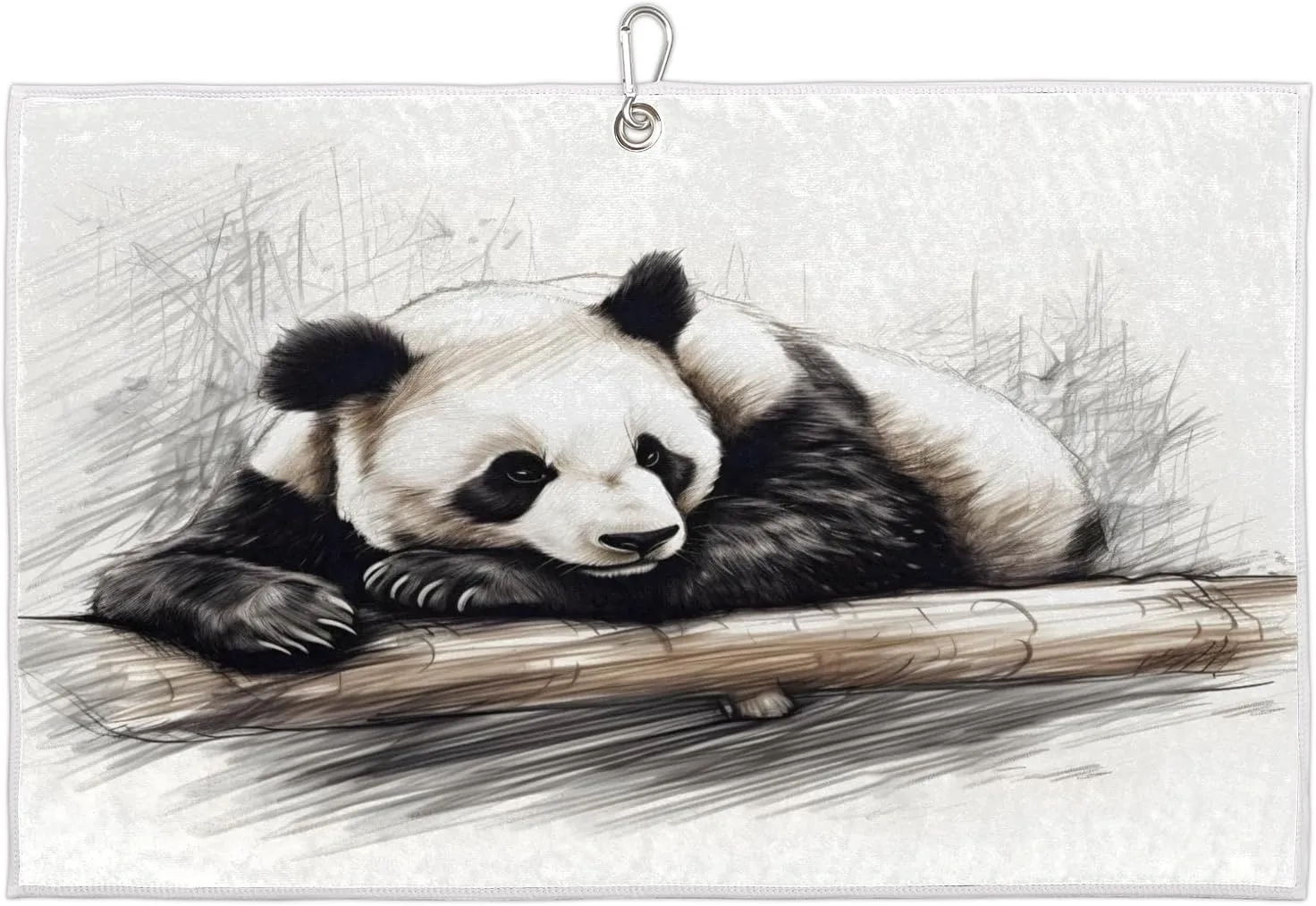 Hand Painted Panda Golf Towel with Heavy Duty Carabiner Clip Quick Dry Ultra Absorbent Club Ball Cleaning Towel Golf Accessories for Men Women