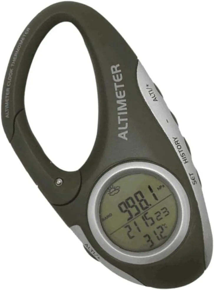 Handheld Altimeter Barometer Thermometer Carabiner Mountaineering Tool Accurate Weather Predicti