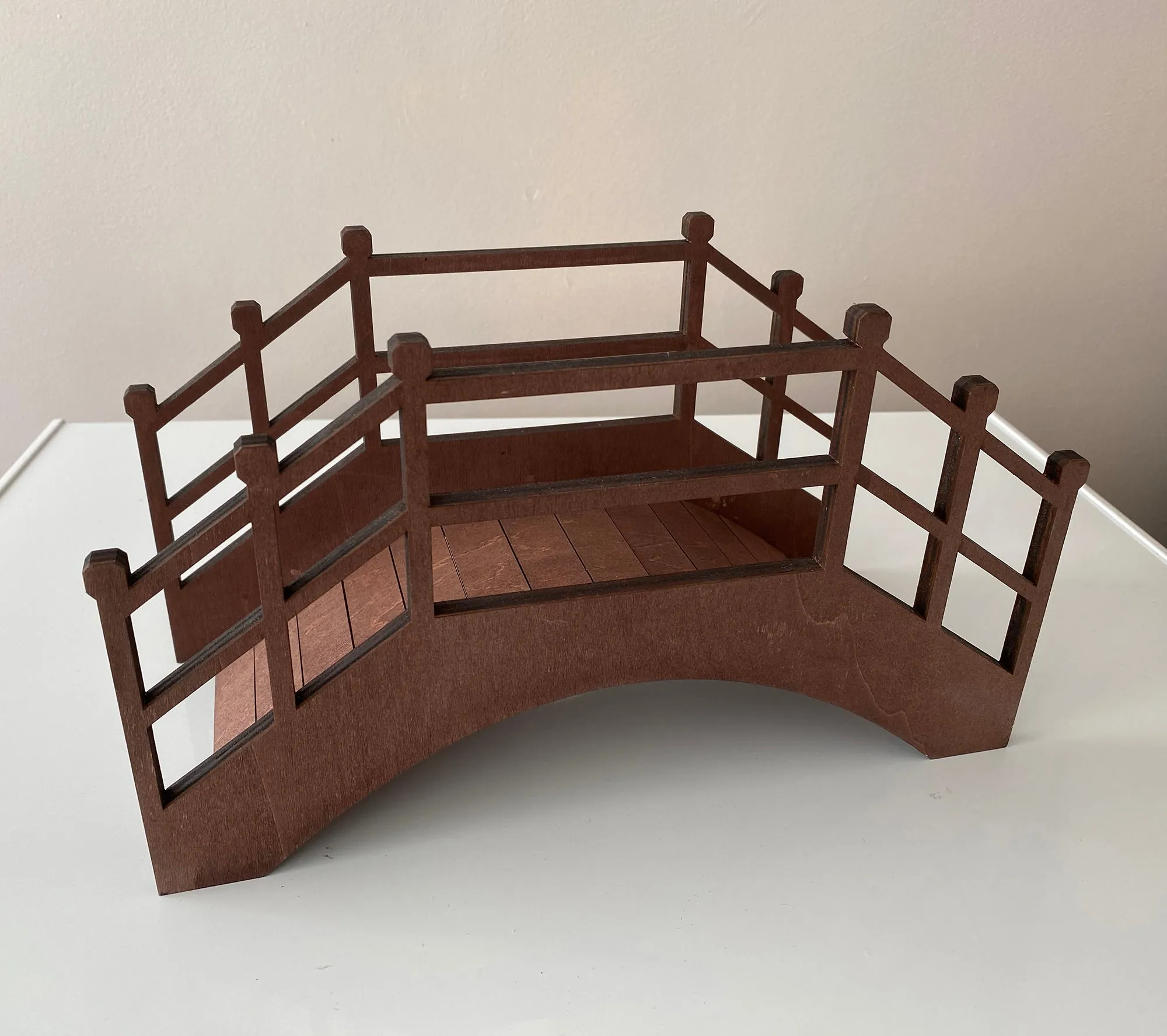 Handmade 1:6 miniature dollhouse wood Japanese bridge lantern with stand furniture for doll
