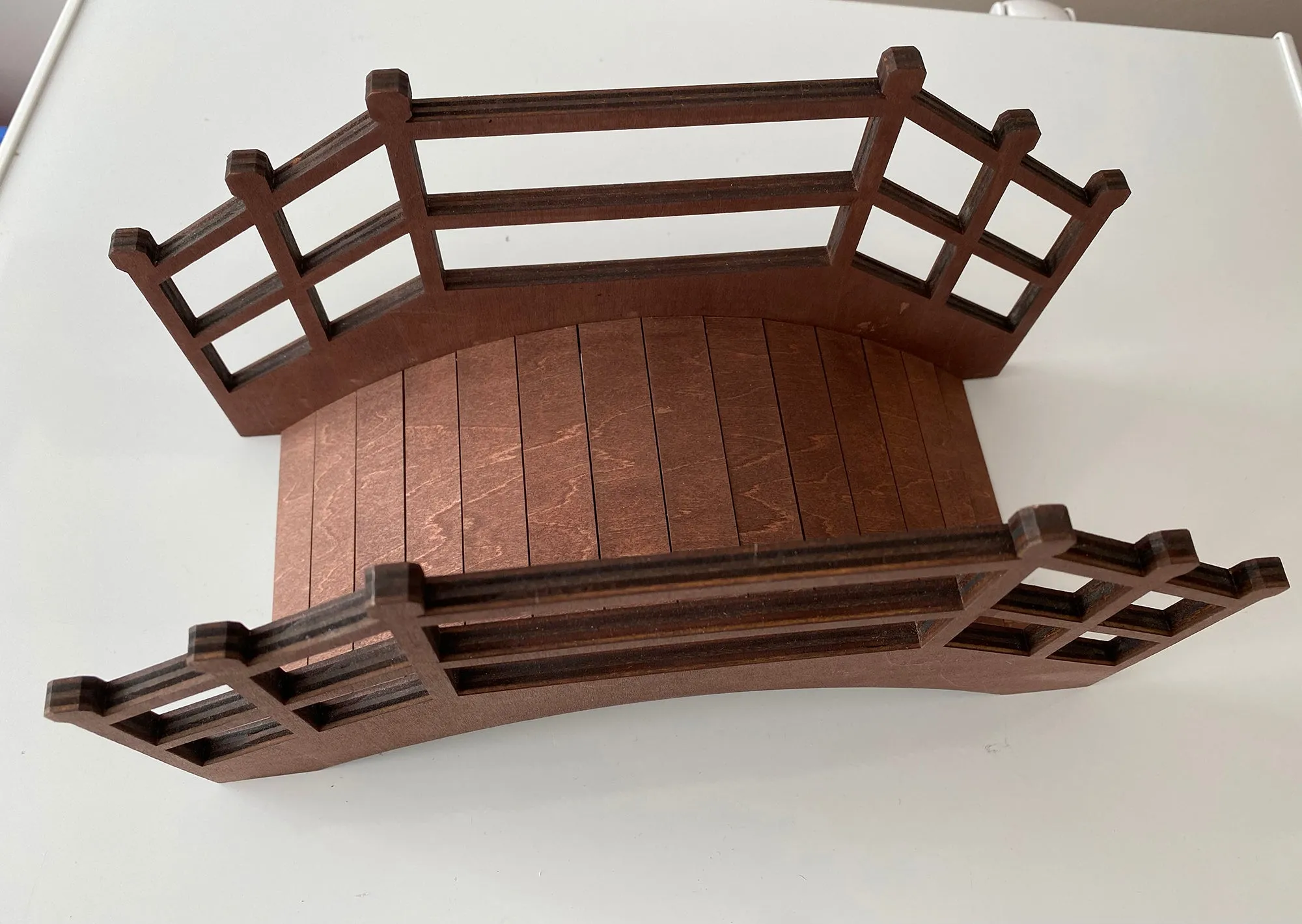 Handmade 1:6 miniature dollhouse wood Japanese bridge lantern with stand furniture for doll