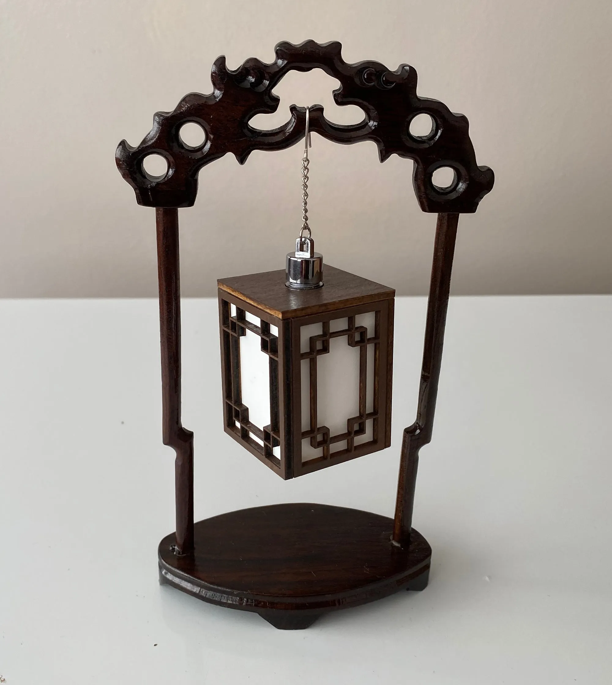 Handmade 1:6 miniature dollhouse wood Japanese bridge lantern with stand furniture for doll