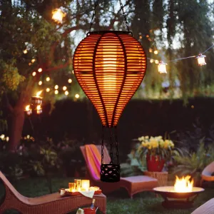 Hanging Flame Lanterns Outdoor Garden Decor Hot Air Balloon Solar Rattan Lantern Flickering Solar Lights for Trees Patio Lawn Yard Porch Decorative 1 Pack（Austin Natural Brown）