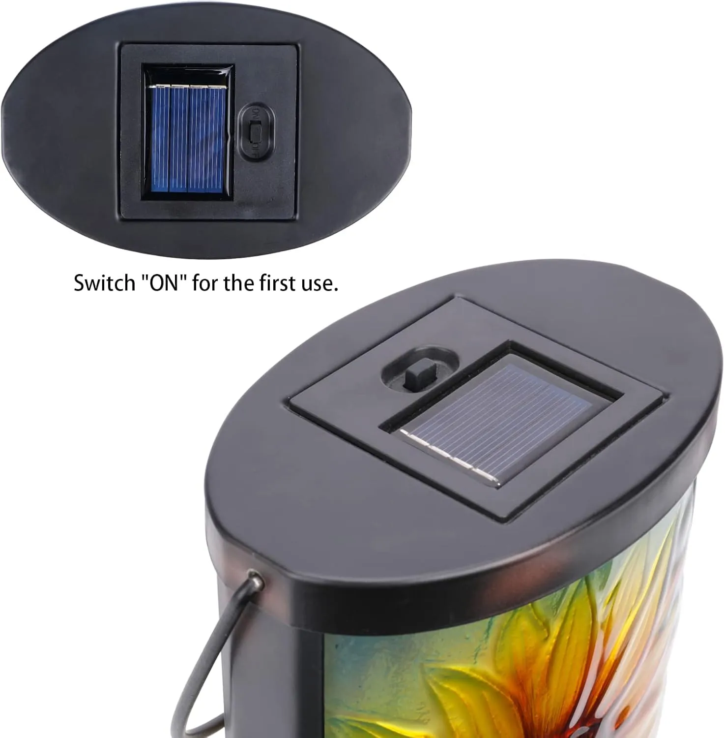 Hanging Solar Lantern Outdoor Waterproof LED Solar Lights Sunflower Decorative Solar Lanterns Tabletop Lamp for Outdoor Patio Garden Yard Decor