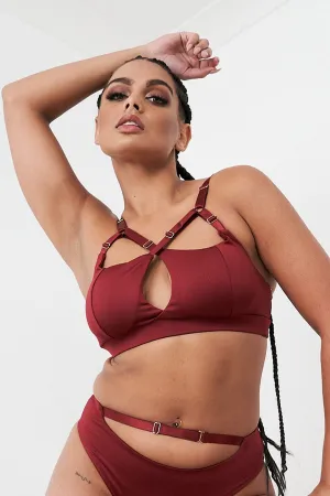 Hannah Top - Adjustable Strappy Cut Out Top Recycled Burgundy